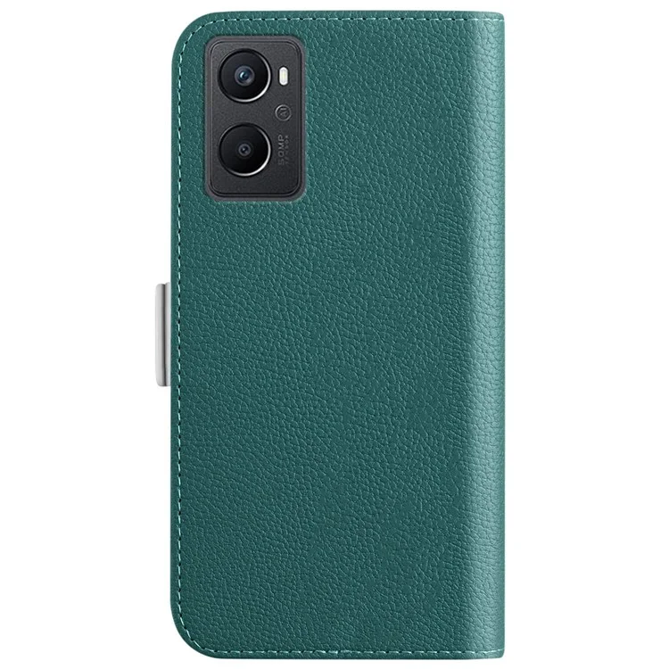 Litchi Texture Wallet Case Para Oppo A96 4G, Candy Color PU PU Vista Stand Flip Folio Capa - Verde