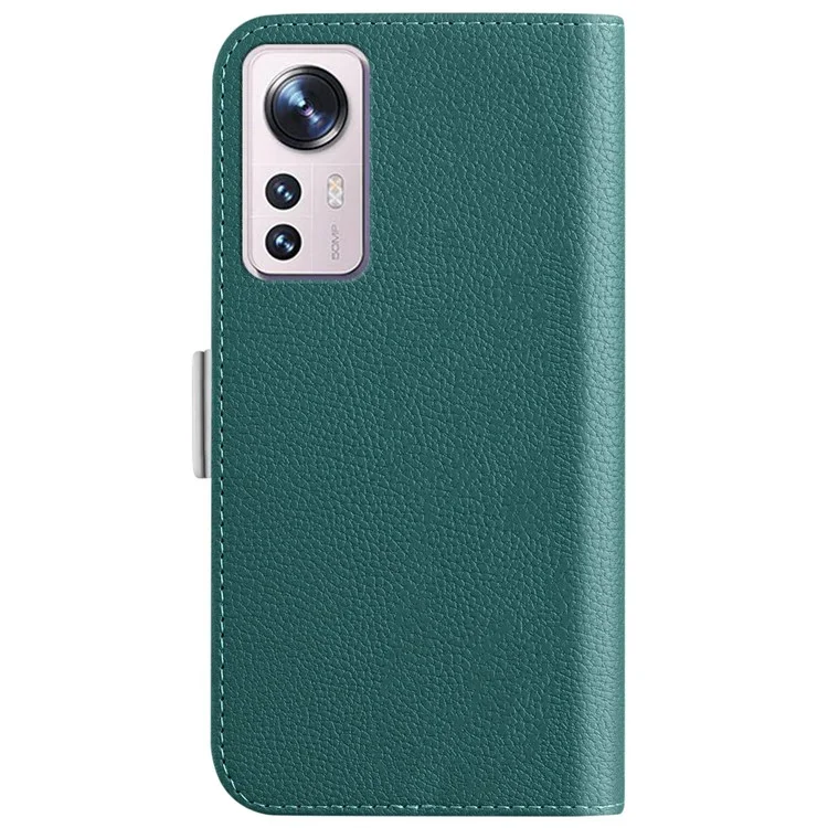 For Xiaomi 12 5G / 12X 5G / 12S 5G Litchi Texture PU Leather Case Candy Color Wallet Stand Anti-drop Phone Cover - Green