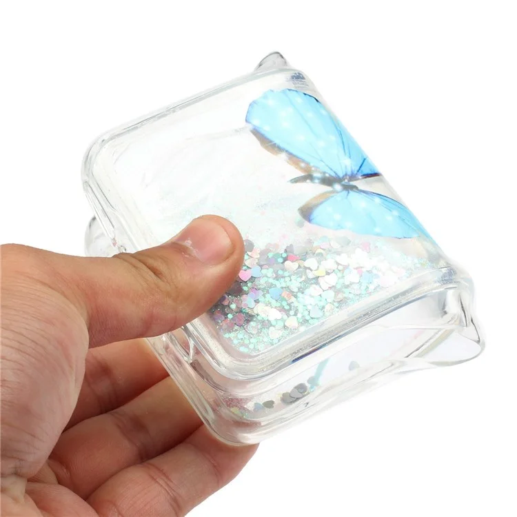 For Xiaomi Redmi Note 11 5G Moving Liquid Case Embossment Pattern Soft Flexible TPU Skin Cover - Blue Butterflies