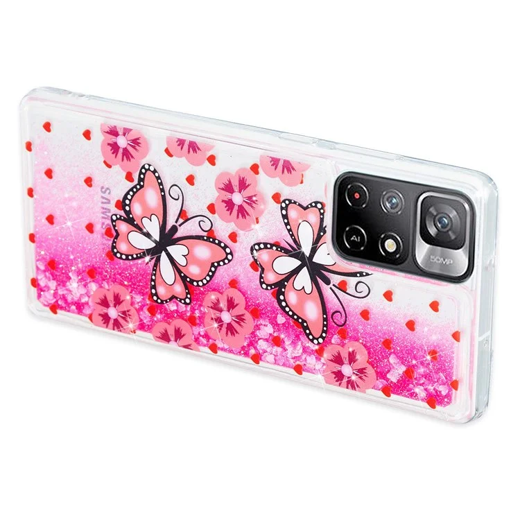 Pour Xiaomi Redmi Remarque 11 5G Moteur de Cas de Liquide de Moigne - Papillons Rouges