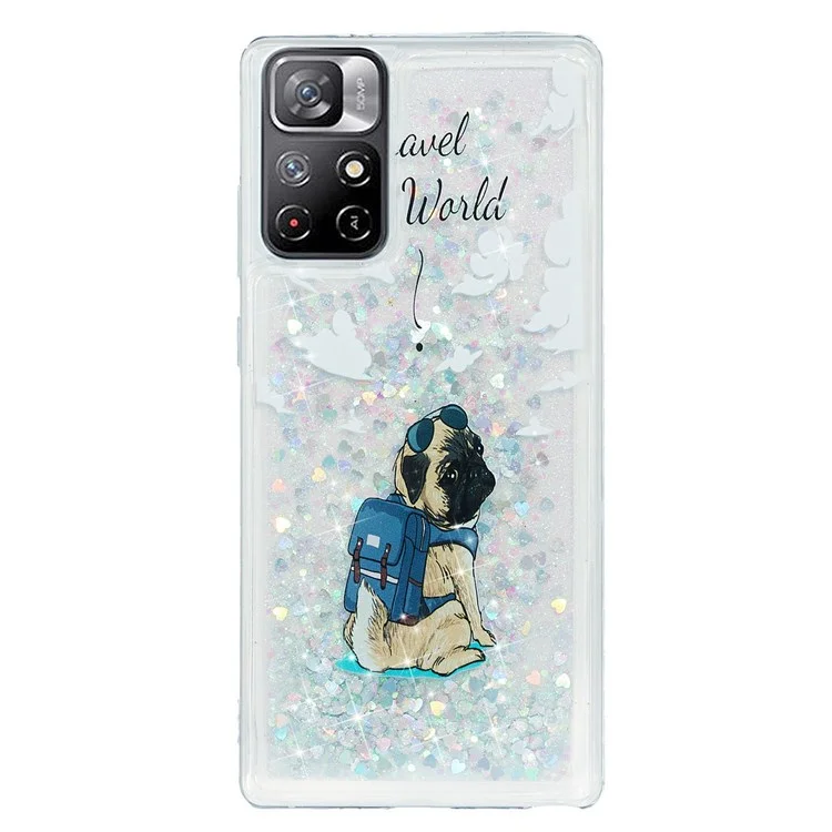 For Xiaomi Redmi Note 11 5G Moving Liquid Case Embossment Pattern Soft Flexible TPU Skin Cover - Dog