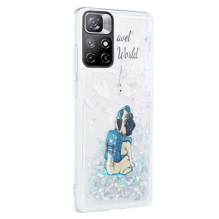 For Xiaomi Redmi Note 11 5G Moving Liquid Case Embossment Pattern Soft Flexible TPU Skin Cover - Dog