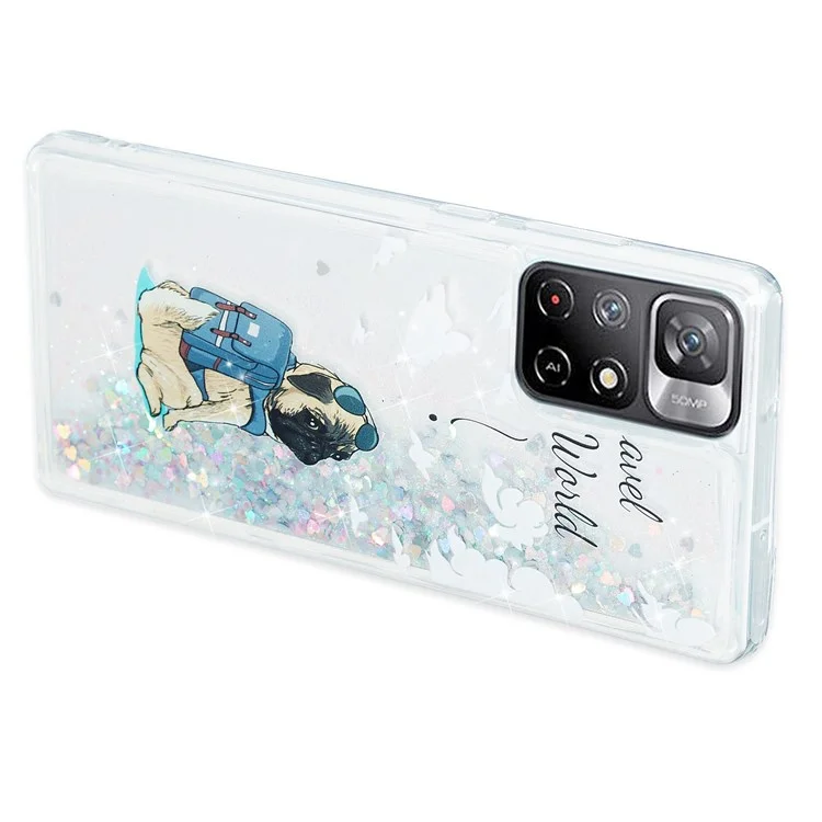 For Xiaomi Redmi Note 11 5G Moving Liquid Case Embossment Pattern Soft Flexible TPU Skin Cover - Dog