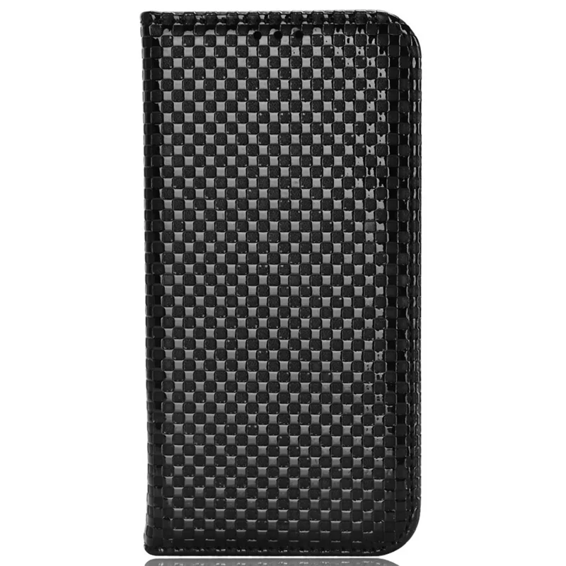For OnePlus Nord N200 5G Anti-scratch Phone Cover Grid Texture PU Leather Auto Closing Stand Design Wallet Cell Phone Case - Black