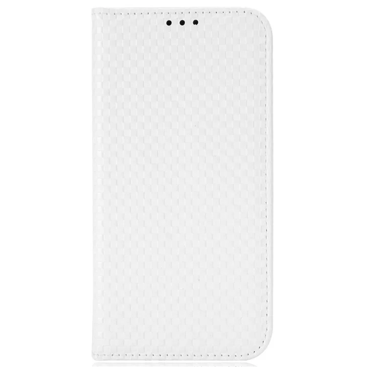 Für OnePlus Nord N200 5G Anti-scratch Phone Decknetz Textur PU Leder Auto Closing Stand Design Wallet Mobiltelefon Hülle - Weiß