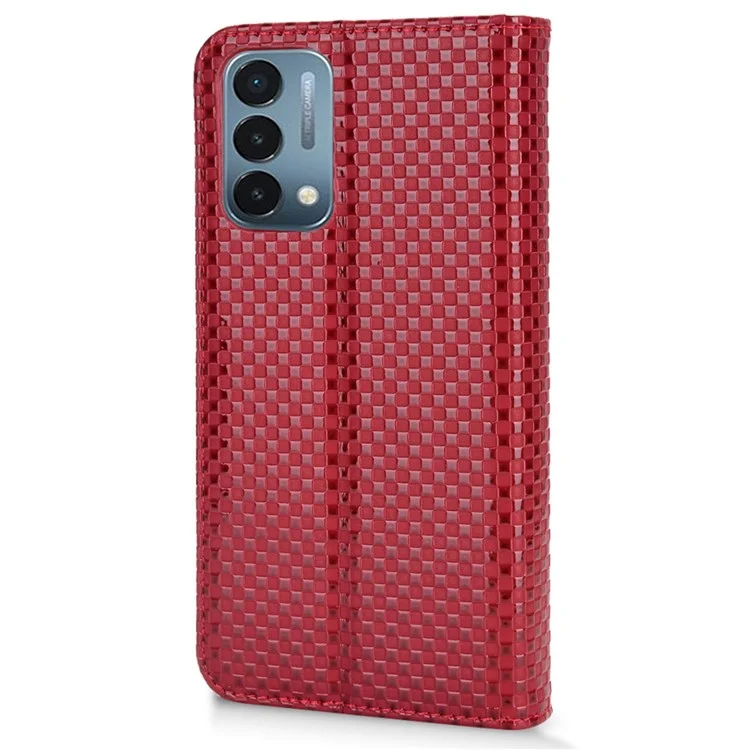 Pour OnePlus Nord N200 5G Anti-scratch Phone Cover Texture PU le Cuir Auto Ferme de Conception de Conception de Portefeuille Case de Téléphone Portable - Vin Rouge