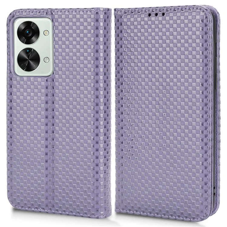 Para OnePlus Nord 2T 5G Anti-ridust Phone Mobile Bag Cover Texture PU Leather Closing Stand Willet - Púrpura Ligera