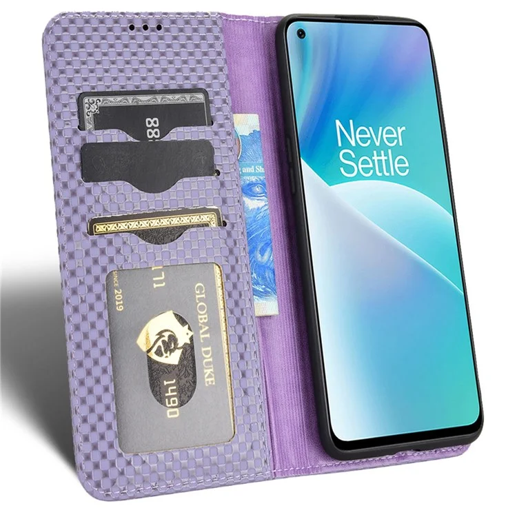Para OnePlus Nord 2T 5G Anti-ridust Phone Mobile Bag Cover Texture PU Leather Closing Stand Willet - Púrpura Ligera