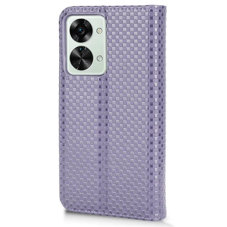 Para OnePlus Nord 2T 5G Anti-ridust Phone Mobile Bag Cover Texture PU Leather Closing Stand Willet - Púrpura Ligera