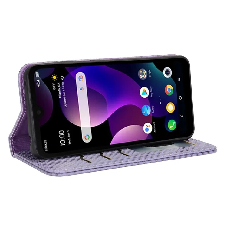 Pour TCL 30 Z T602DL Protection Complète PU le Cuir PU TPU Téléphone Cadre de Texture Portefeuille Portefeuille Magnétique Auto-absorbed Cover - Violet Clair