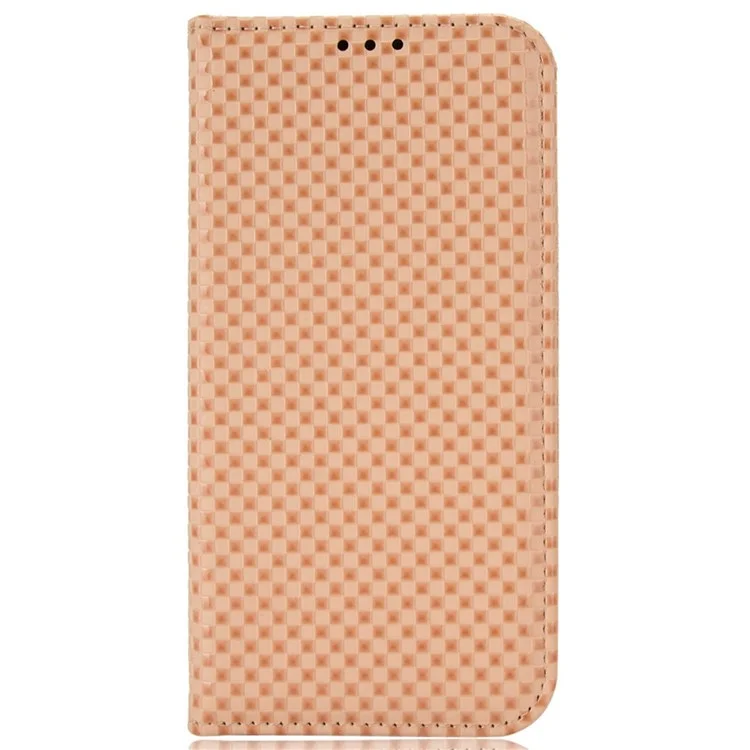 Per Oppo A57 (2022) 5G / A77 5G / Realme Narzo 50 5G / V23 5G Grid Tetture PU Coperchio Del Polattore Magnetico Autosorbito Magnetic - Beige