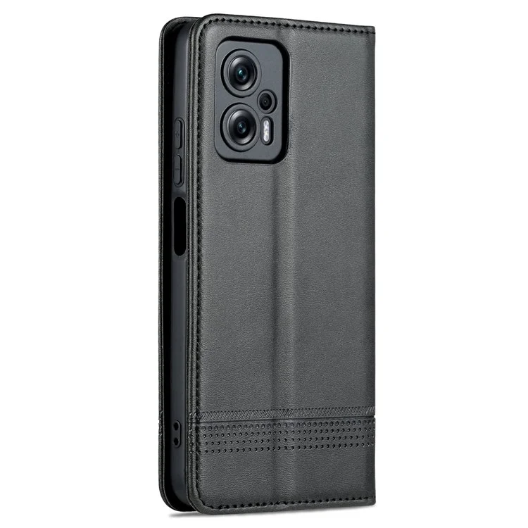 AZNS For Xiaomi Redmi Note 11T Pro 5G / Note 11T Pro+ 5G / Poco X4 GT 5G / Redmi K50i 5G PU Leather Stand Wallet Case Magnetic Closure Phone Cover - Black