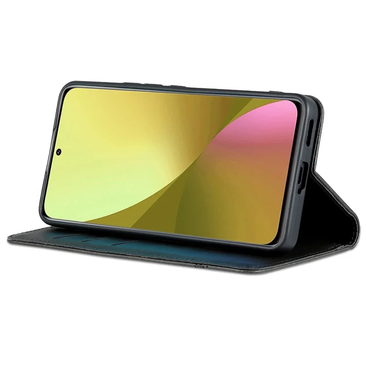 Azns Für Xiaomi 12 Lite 5G Magnetic Auto Closeure Brieftasche Telefonhülle PU Leder Viewing Ständer Flip Cover - Schwarz