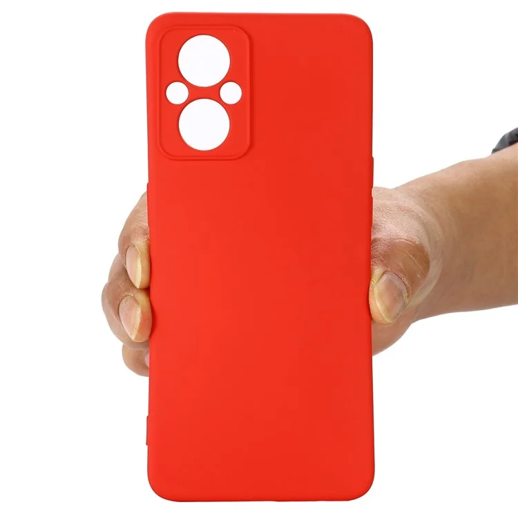 Pour Oppo Reno7 Z 5G / Reno7 Lite 5G / F21 Pro 5G / Reno8 Lite 5G Étui en silicone liquide Découpes précises Protection de la caméra avec dragonne - Rouge