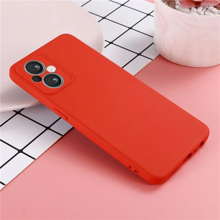 Pour Oppo Reno7 Z 5G / Reno7 Lite 5G / F21 Pro 5G / Reno8 Lite 5G Étui en silicone liquide Découpes précises Protection de la caméra avec dragonne - Rouge