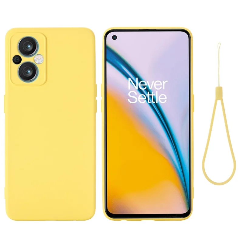 For Oppo Reno7 Z 5G / Reno7 Lite 5G / F21 Pro 5G / Reno8 Lite 5G Liquid Silicone Case Precise Cutouts Camera Protection Cover with Strap - Yellow