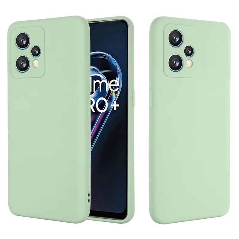 Для Realme 9 4G / Narzo 50 Pro 5G Жидкий Силиконовый Корпус Против Царапин Хороший Защитный Крышка с Ремешком - Зеленый