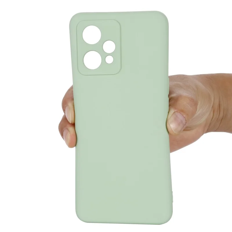 Для Realme 9 4G / Narzo 50 Pro 5G Жидкий Силиконовый Корпус Против Царапин Хороший Защитный Крышка с Ремешком - Зеленый