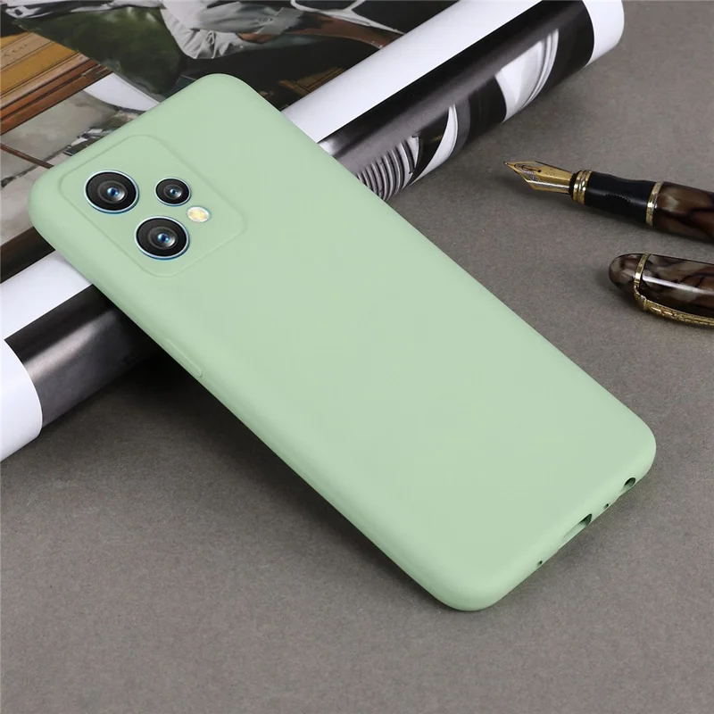 Для Realme 9 4G / Narzo 50 Pro 5G Жидкий Силиконовый Корпус Против Царапин Хороший Защитный Крышка с Ремешком - Зеленый