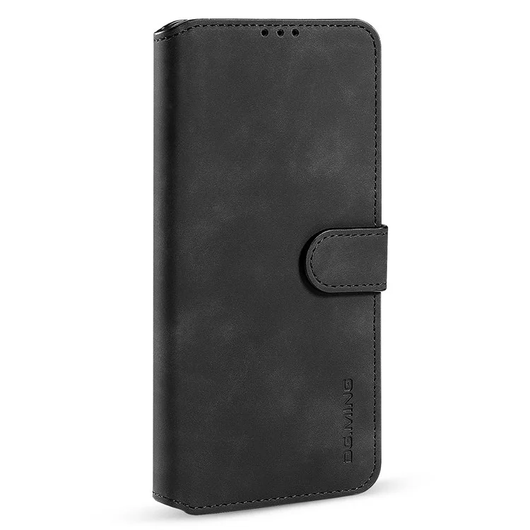 DG.MING Für iPhone 14 Pro Max 6,7 Zoll Retro-Stil Magnetverschluss stoßfeste PU-Leder Wallet Phone Case mit Ständer - Schwarz
