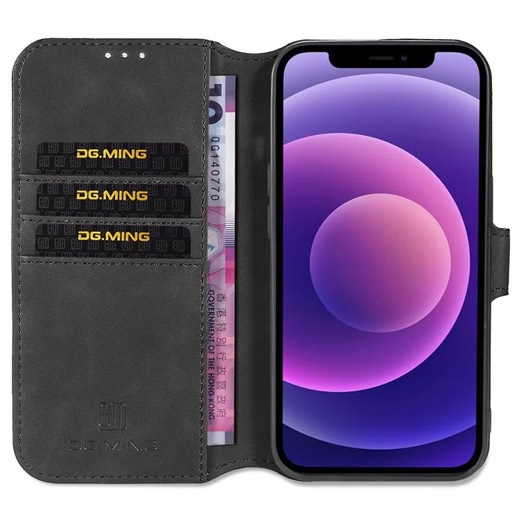 Dg. Ming Für Iphone 14 Max 6,7 Zoll Anti-kratzer-pu-leder-brieftaschen-telefon Hülle Ständer Retro-stil Magnetverschluss Telefonabdeckung - Schwarz