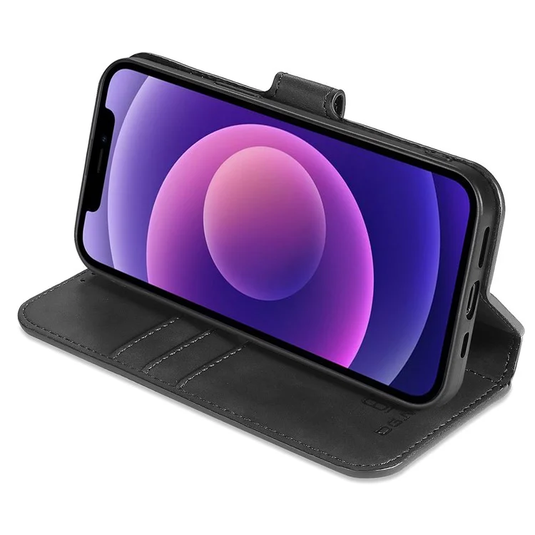 Dg. Ming Für Iphone 14 Max 6,7 Zoll Anti-kratzer-pu-leder-brieftaschen-telefon Hülle Ständer Retro-stil Magnetverschluss Telefonabdeckung - Schwarz