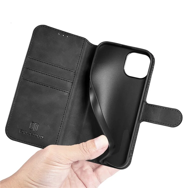 Dg. Ming Für Iphone 14 Max 6,7 Zoll Anti-kratzer-pu-leder-brieftaschen-telefon Hülle Ständer Retro-stil Magnetverschluss Telefonabdeckung - Schwarz