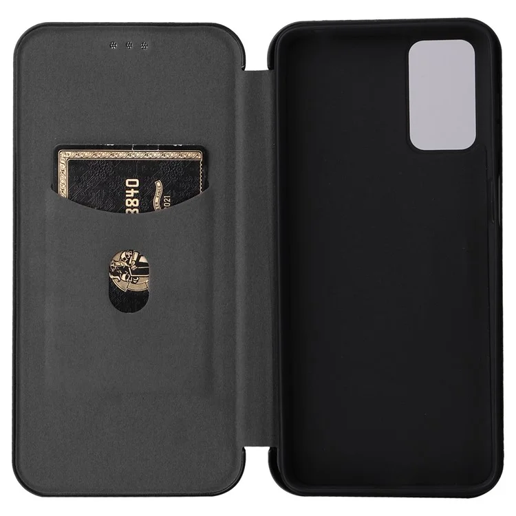 Para Motorola Moto G42 4G PU Cuero Textura de Fibra de Carbono Case de Teléfonos Inteligentes Magnética Autorética Soporte de Soporte Función de Tarjetas Función de Teléfono - Negro