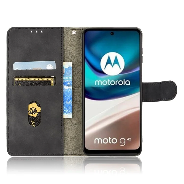 Für Motorola Moto G42 4G PU Leder Flip Case Ständer Verfügt - Schwarz