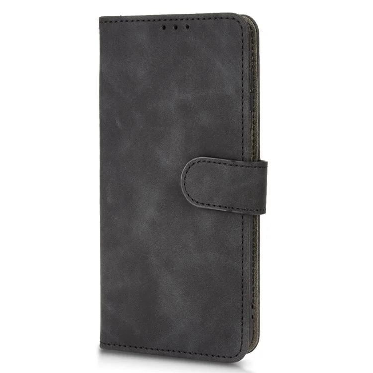 Pour Motorola Moto E32 4G PU Portefeuille en Cuir Case de Téléphone Skin-touch Feed Strap Strap Court de Protection Flip - le Noir