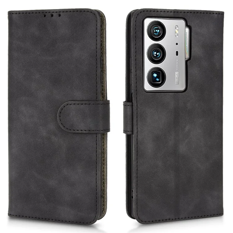 Для ZTE Axon 40 Ultra 5g-кошелек Case Case Case Skin Touch Ceels Ceather Shock-rest Resk Rap Flip Cover - Черный