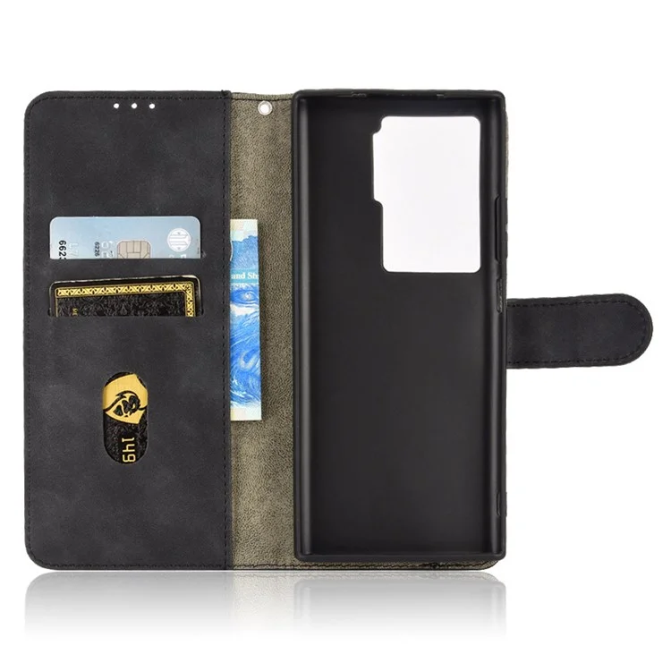 Для ZTE Axon 40 Ultra 5g-кошелек Case Case Case Skin Touch Ceels Ceather Shock-rest Resk Rap Flip Cover - Черный