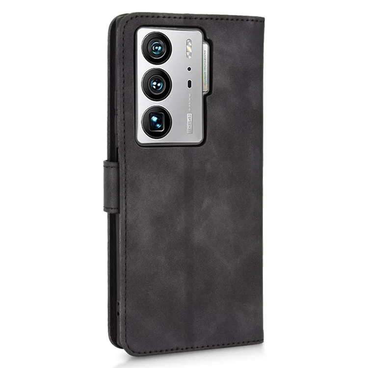 Для ZTE Axon 40 Ultra 5g-кошелек Case Case Case Skin Touch Ceels Ceather Shock-rest Resk Rap Flip Cover - Черный