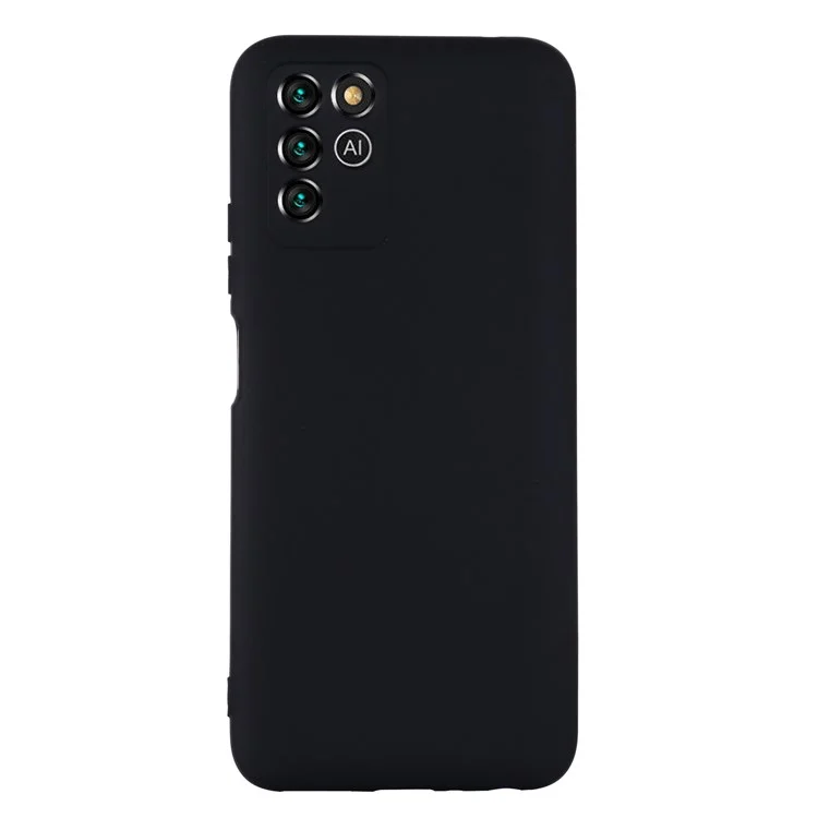 For ZTE Blade V30 Vita Silky Touch Liquid Silicone Case Soft Microfiber Lining Anti-Shock Cover with Strap - Black