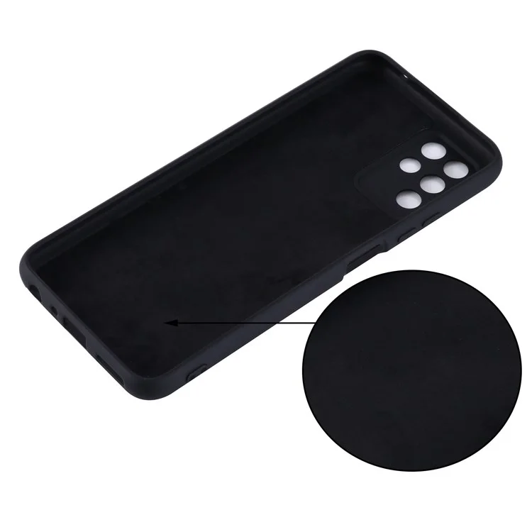 For ZTE Blade V30 Vita Silky Touch Liquid Silicone Case Soft Microfiber Lining Anti-Shock Cover with Strap - Black