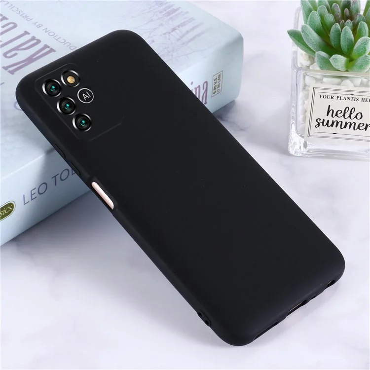 For ZTE Blade V30 Vita Silky Touch Liquid Silicone Case Soft Microfiber Lining Anti-Shock Cover with Strap - Black