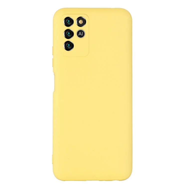 Para ZTE Blade V30 Vita Silky Touch Liquid Silicone Case Soft Microfiber Lining Anti-Shock Cover with Strap - Amarillo