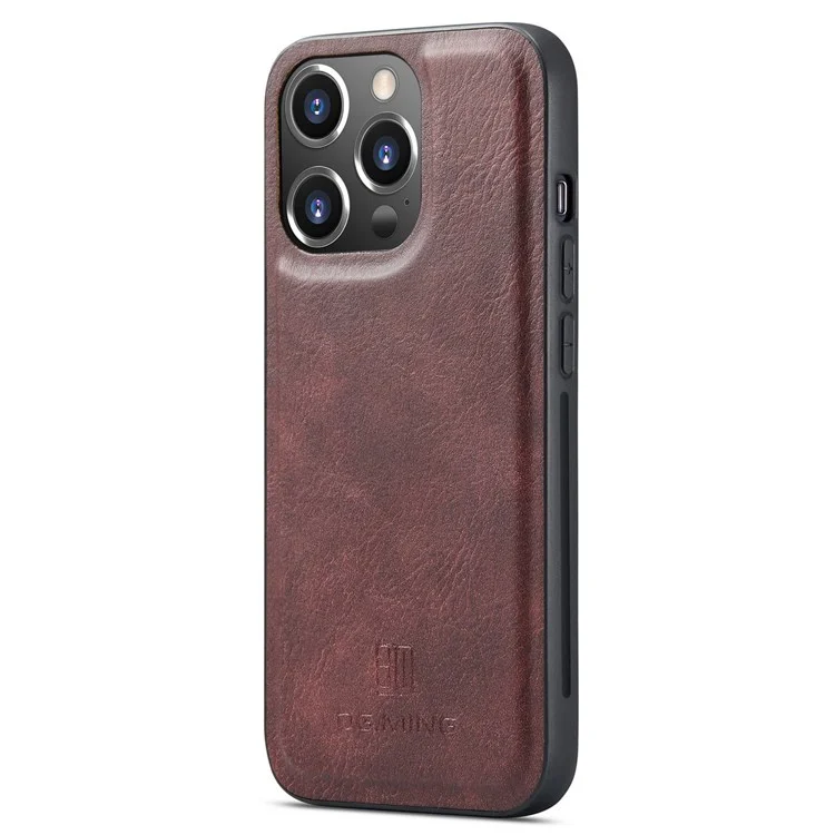 DG.MING Pour iPhone 14 Pro 6.1 pouces Étui rabattable magnétique amovible 2 en 1 - Rouge
