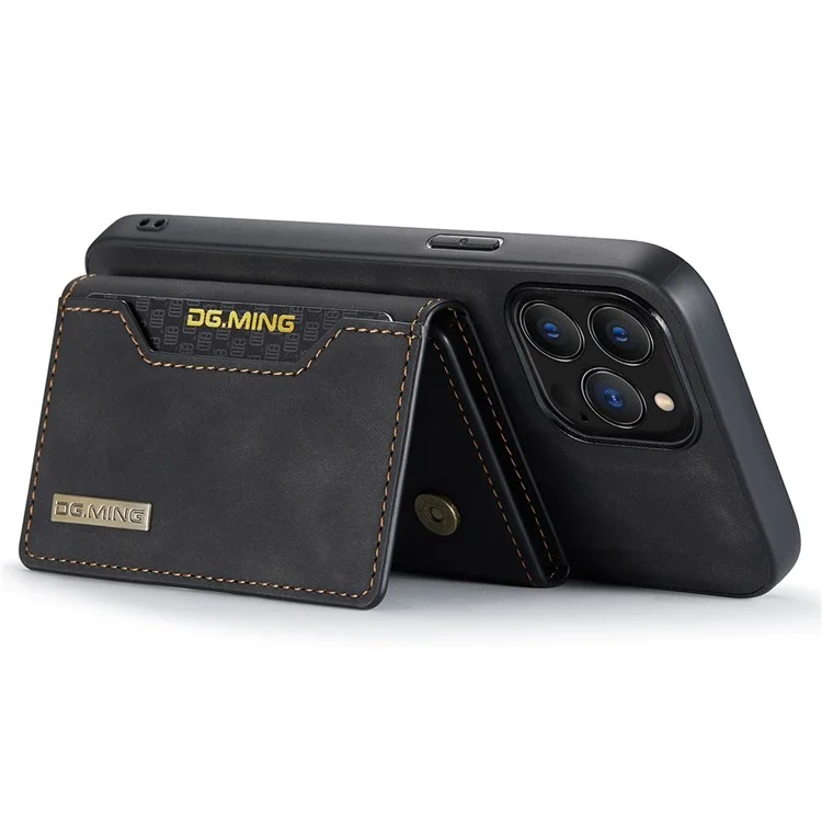 DG.MING Série M2 para iPhone 14 Pro Max 6.7 polegadas Capa de telefone com proteção magnética resistente ao desgaste com carteira destacável/suporte - Preto