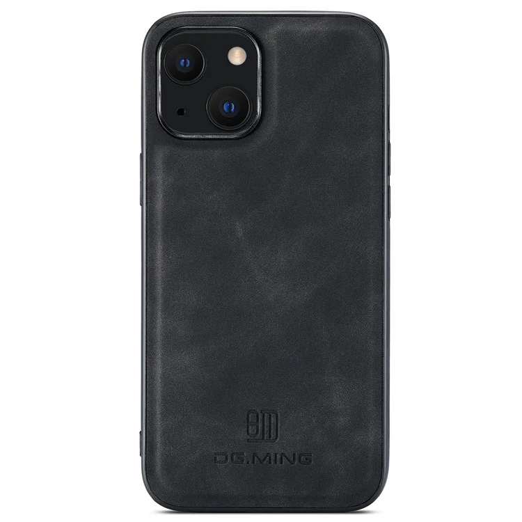 DG.MING M1 Series For iPhone 14 Plus 6.7 inch Detachable Magnetic 2-in-1 Wallet Anti-scratch Phone Case PC+TPU+PU Leather Protector - Black