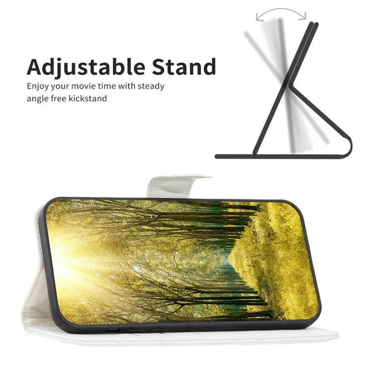 Couleur Binfen Pour Samsung Galaxy M23 5G / F23 5G Matte Case BF Style-14 Imprimé Rhombus Modèle PU Coueur de Portefeuille en Cuir Avec Support - Blanche