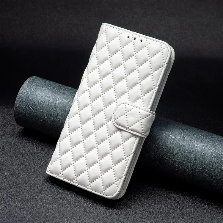 Couleur Binfen Pour Samsung Galaxy M23 5G / F23 5G Matte Case BF Style-14 Imprimé Rhombus Modèle PU Coueur de Portefeuille en Cuir Avec Support - Blanche