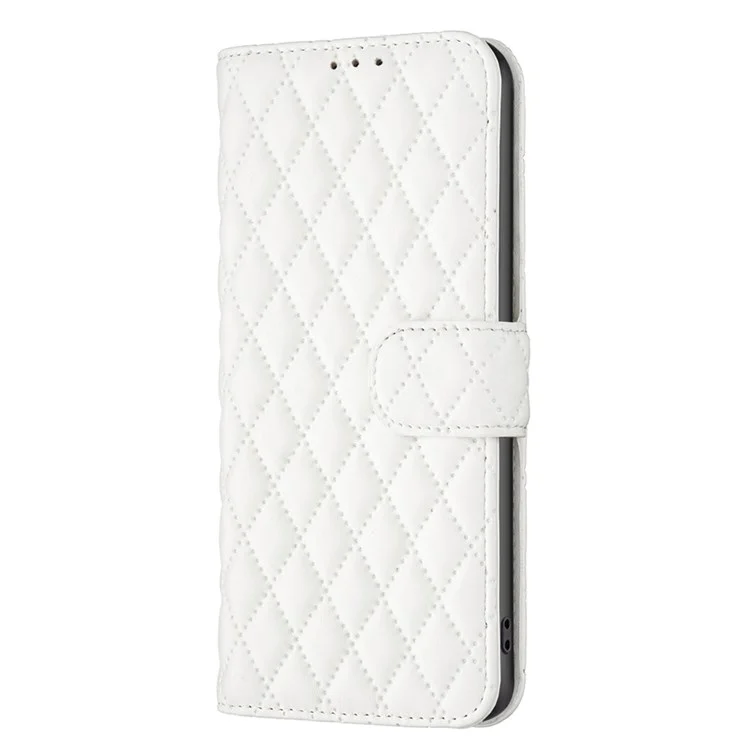 Couleur Binfen Pour Samsung Galaxy M23 5G / F23 5G Matte Case BF Style-14 Imprimé Rhombus Modèle PU Coueur de Portefeuille en Cuir Avec Support - Blanche