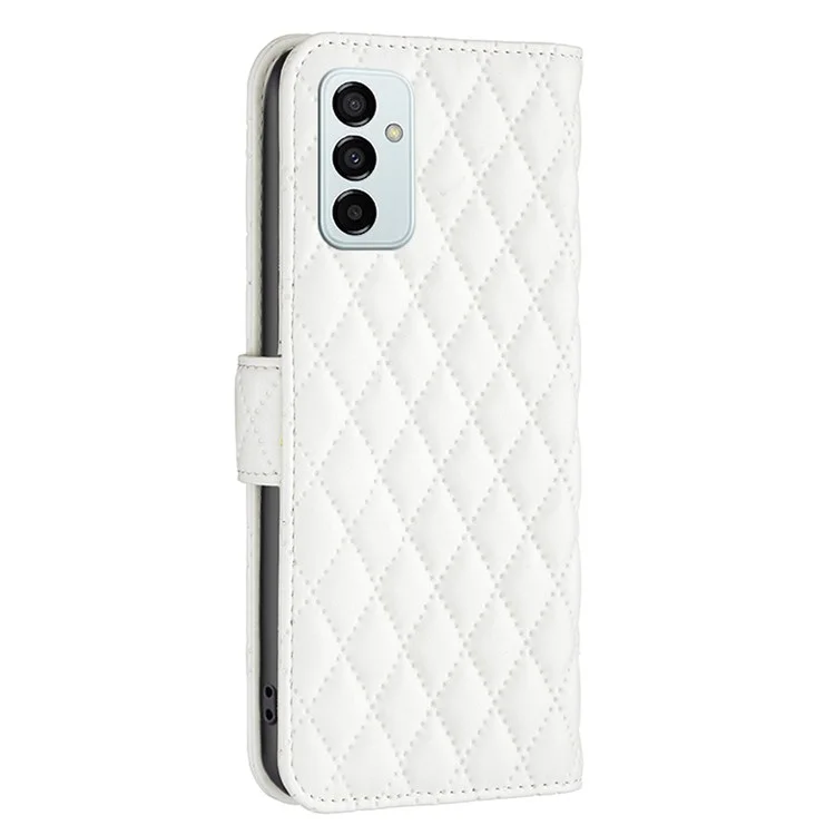 Couleur Binfen Pour Samsung Galaxy M23 5G / F23 5G Matte Case BF Style-14 Imprimé Rhombus Modèle PU Coueur de Portefeuille en Cuir Avec Support - Blanche