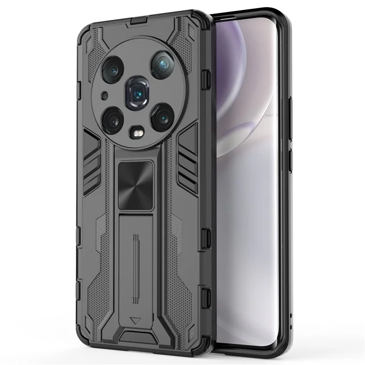 Per Honor Magic4 Pro 5G Custodia per telefono ibrida con supporto in PC rigido e TPU morbido, anti-urto - Nero 