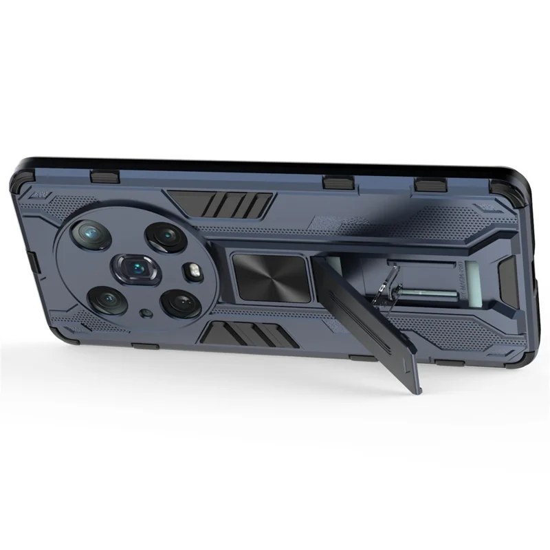 For Honor Magic4 Pro 5G Hybrid Kickstand Phone Case Hard PC Soft TPU Shock-Absorbing Cover - Blue