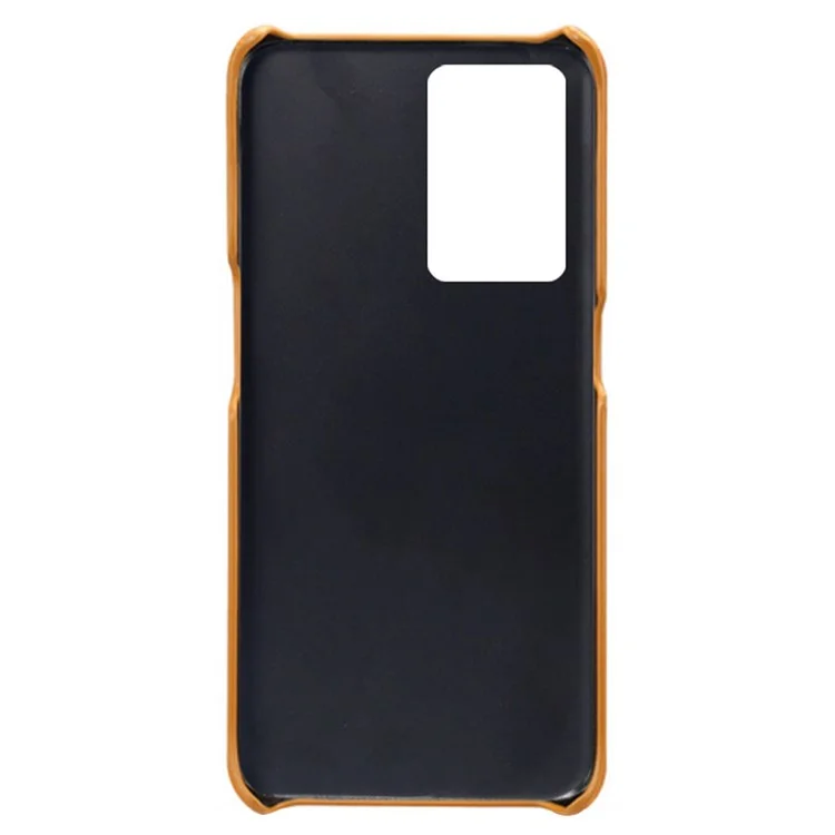 For Oppo Reno7 A (Japan Version) 5G Anti-scratch Anti-fall Dual Card Slots Holder Case PU Leather Coated Hard PC Phone Shell - Orange