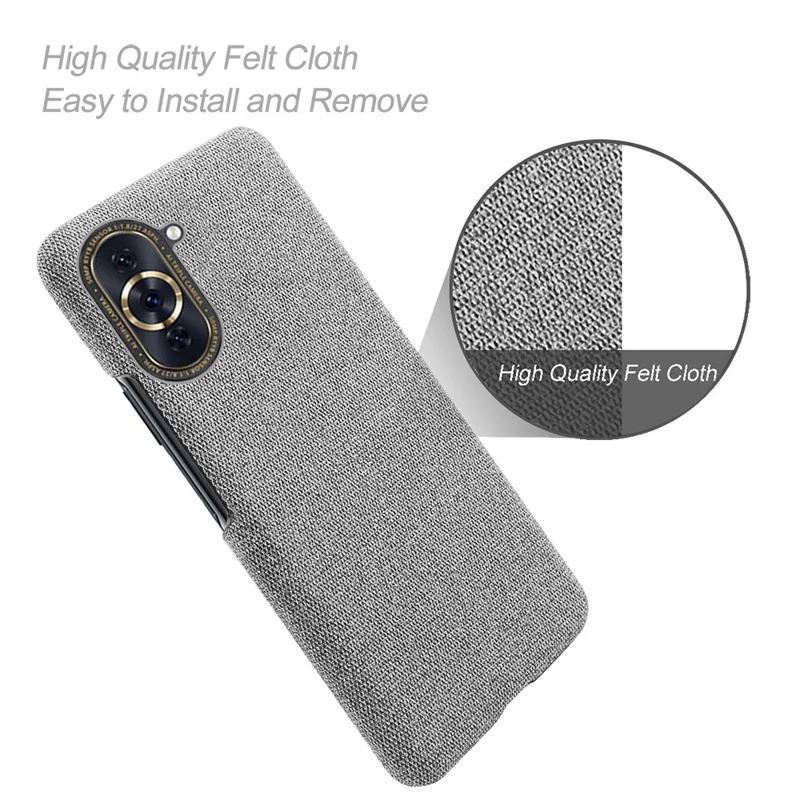 For Huawei nova 10 4G Lightweight Phone Case Solid Color Cloth Fabric Drop-proof Phone Cover - Light Grey