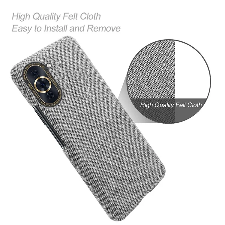 Para Huawei nova 10 Pro 4G Funda de teléfono de color sólido Textura de tela resistente a arañazos Cubierta protectora - Gris claro
