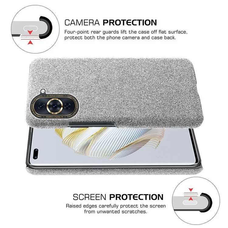 Para Huawei nova 10 Pro 4G Funda de teléfono de color sólido Textura de tela resistente a arañazos Cubierta protectora - Gris claro